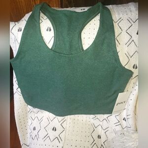 PACT Everyday Double Scoop Longline Bra GREEN Size MEDIUM, NWT!